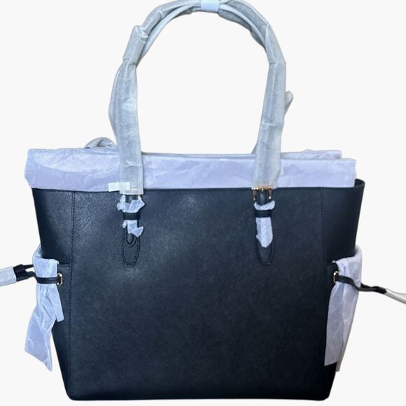 Michael Kors Jet Set Travel XLarge Tote Bag Black Leather Shoulder Purse Handbag - Picture 6 of 7